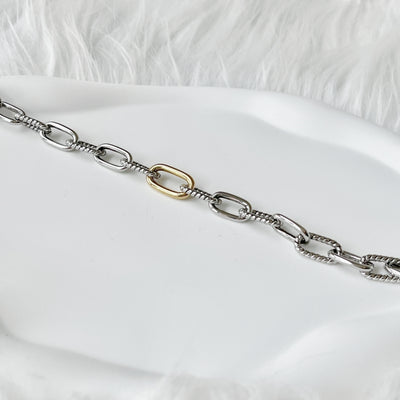 Chain Bracelet Sterling Silver with Yellow Gold