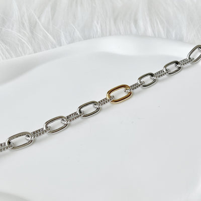 Chain Bracelet Sterling Silver with Yellow Gold