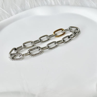 Chain Bracelet Sterling Silver with Yellow Gold