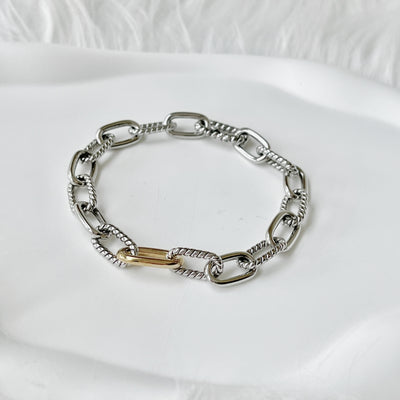 Chain Bracelet Sterling Silver with Yellow Gold