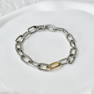 Chain Bracelet Sterling Silver with Yellow Gold