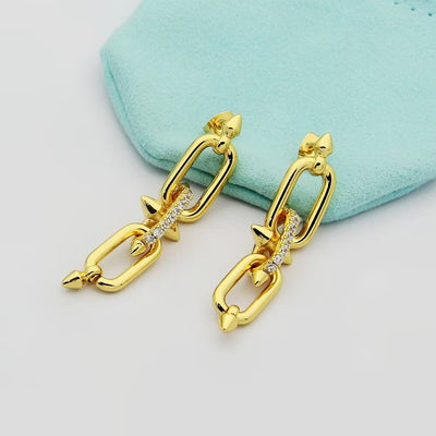 Earrings in Yellow Gold with Cubic Zirconia