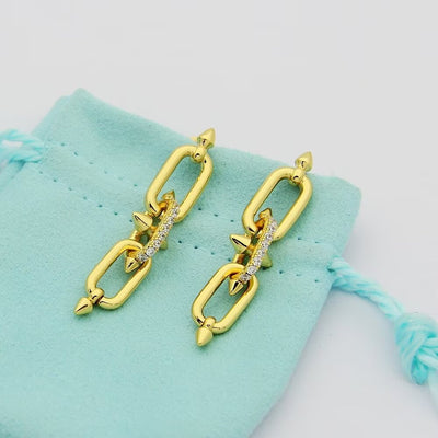 Earrings in Yellow Gold with Cubic Zirconia