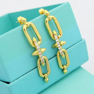 Earrings in Yellow Gold with Cubic Zirconia