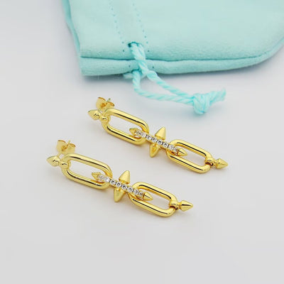 Earrings in Yellow Gold with Cubic Zirconia