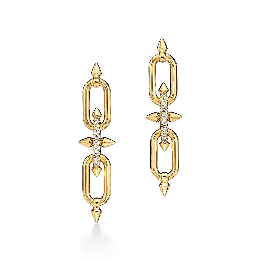 Earrings in Yellow Gold with Cubic Zirconia