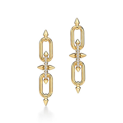 Earrings in Yellow Gold with Cubic Zirconia