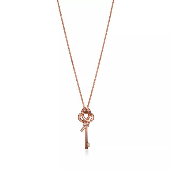 Small Key Pendant in Rose Gold with Cubic Zirconia