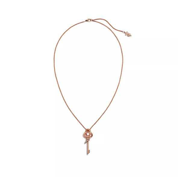 Small Key Pendant in Rose Gold with Cubic Zirconia