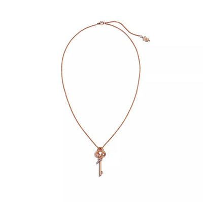 Small Key Pendant in Rose Gold with Cubic Zirconia