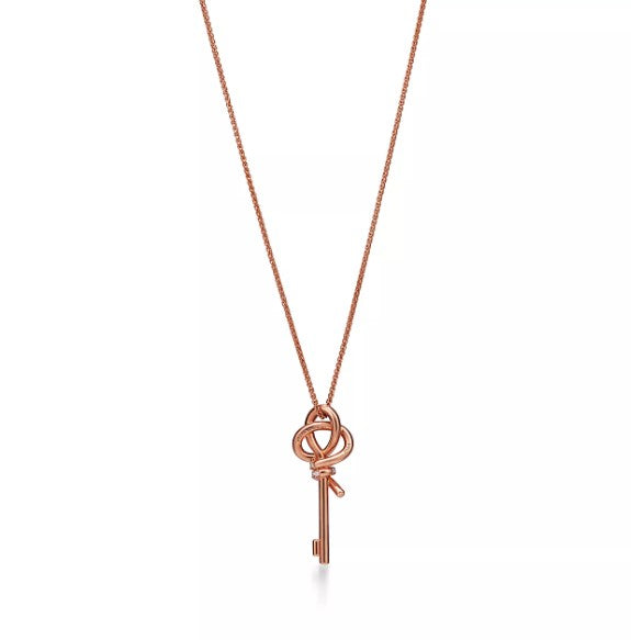 Small Key Pendant in Rose Gold with Cubic Zirconia